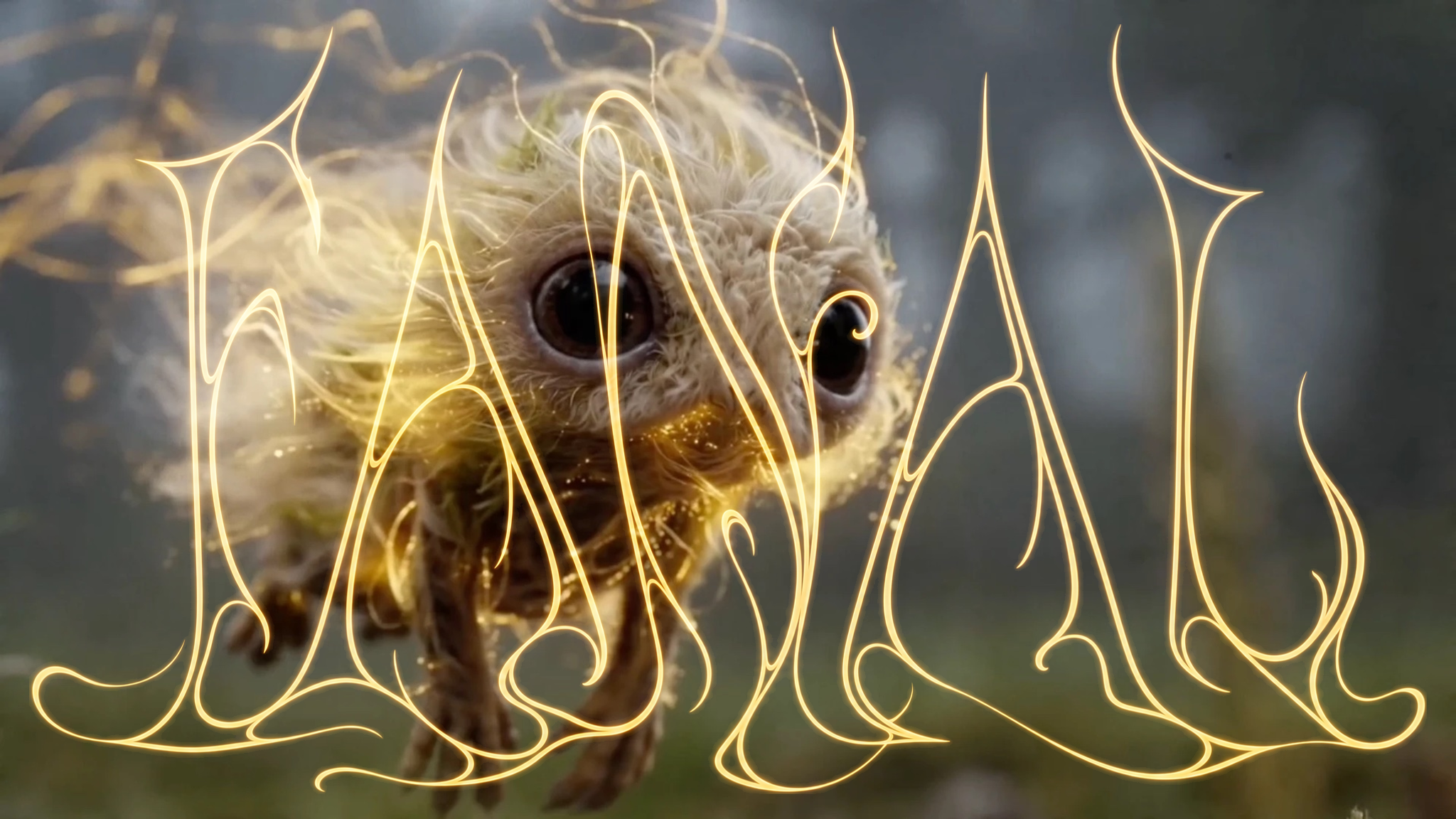 Fanal title over a golden forest creature