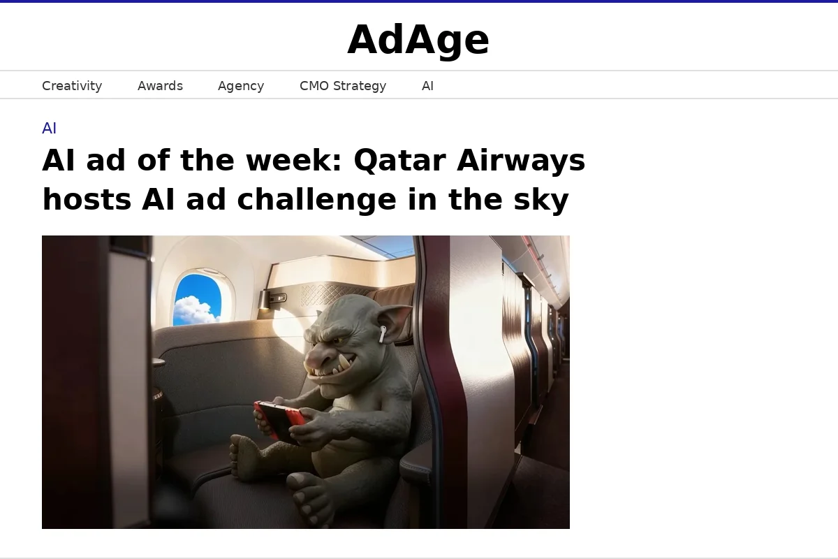 Qatar Airways × Google — Ad Age Ad of the Week